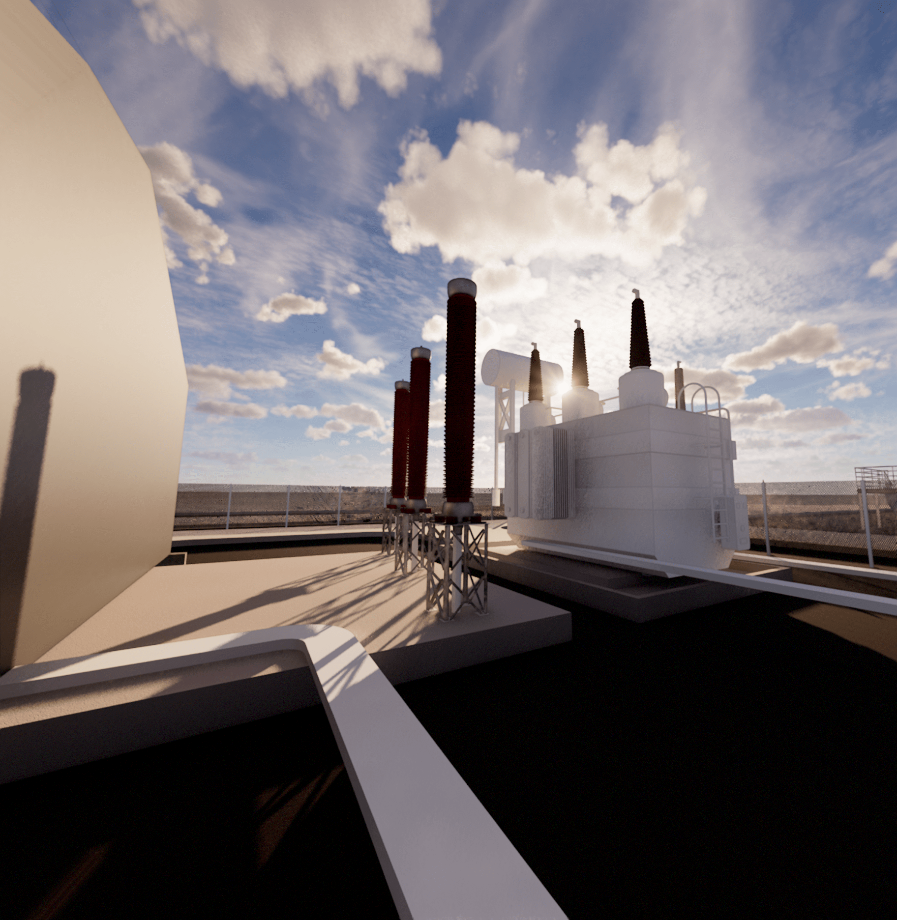 Modelo BIM de subestación eléctrica - vista general
